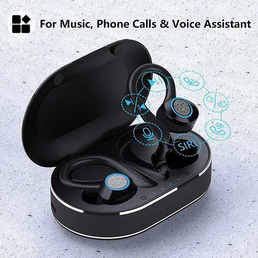Беспроводные спортивные Bluetooth наушники TWS Q23 Pro водонепроницаемые с сенсорами и микрофоном Черный - фото 5