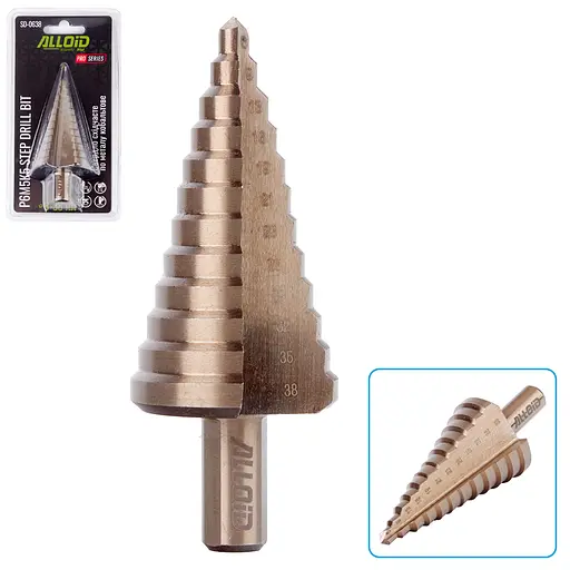 Свердло ступеневе Alloid Building Tools по металу кобальтове Р6М5К5 6-38 мм (SD-0638) - фото 2