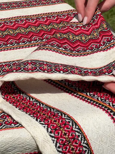 Лляна скатертина різдвяна з українським орнаментом Спадщина 290х150 см - фото 9