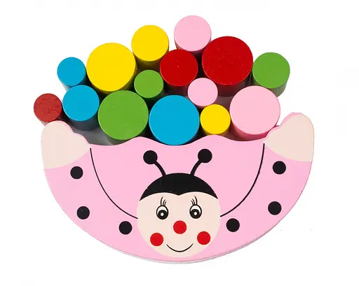 Деревянная игрушка Игра MD 1276 Божья коровка Розовая - фото 1