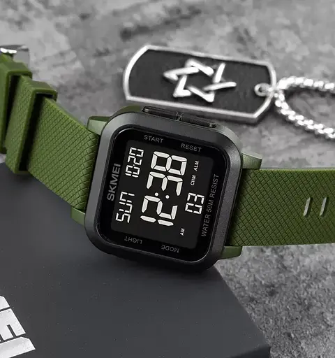 Чоловічий наручний годинник Skmei 1894 (Зелений з чорним циферблатом) - фото 5