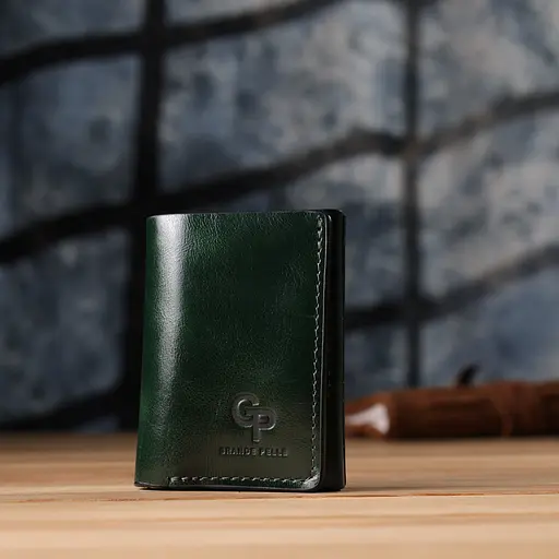 Отличный кошелек в три сложения из натуральной гладкой кожи Grande Pelle 7.5х10х2 см acs0029666 - фото 9