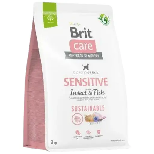 Сухий корм Brit Care Dog Sustainable Sensitive для собак з чутливим травленням, з рибою та комахами, 3 кг - фото 1