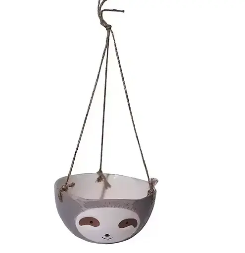 Подвесной цветочный горшок кашпо в виде Ленивца (Серый) - фото 2