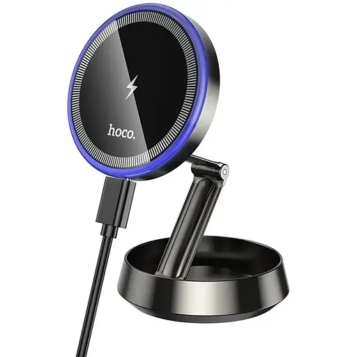 Автодержатель Hoco HW33 магнитный с беспроводной зарядкой metal grey - фото 1