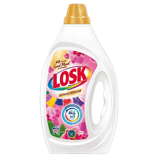 Гель для прання Losk Color Ароматерапія Ефірні олії та аромат Малайзійської квітки 1.35 л 30 цикли прання - фото 1