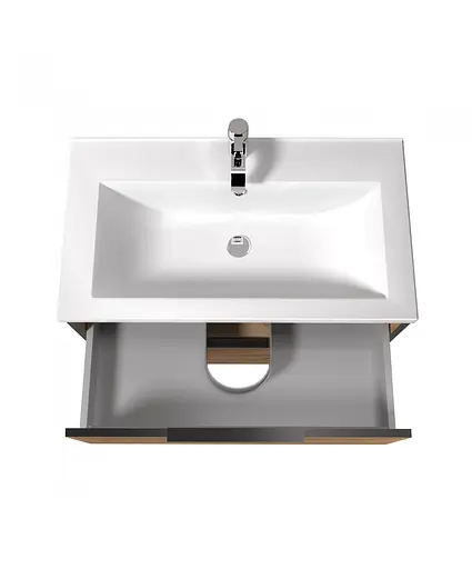 Тумба Мойдодир Line Craft 80 з умивальником Cosmo 80 дуб крафт/Чорний - фото 5