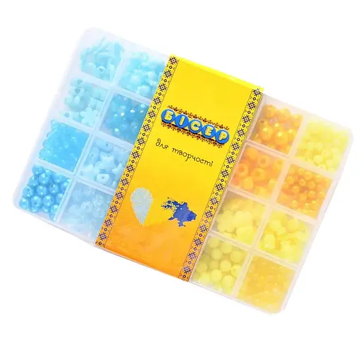 Набор бисера PL-15/01/04 Країна Іграшок Патриотические цвета, бусины, подвески, леска, в коробке (6984641401362) - фото 1