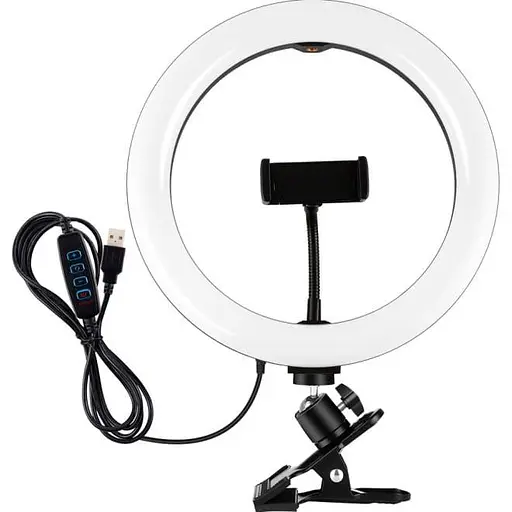 Кільцева USB LED лампа Puluz PKT3126B 10.2" + затискач - фото 1