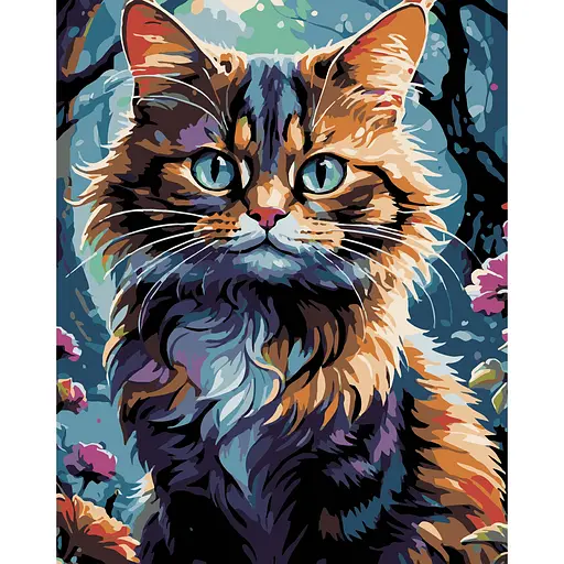 Набор для росписи по номерам Strateg Кот в саду на чёрном фоне 40 х 50 см (AH1182-19) - фото 1