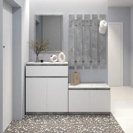 Прихожая VAYS комплект в прихожую №2 бетон-белый фасад