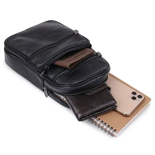 Кожаная мужская сумка через плечо Vintage 17х26х7 см 000168383 - фото 5