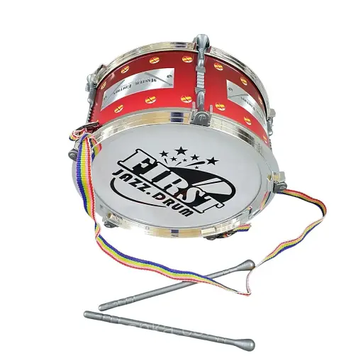 Детский барабан 2252 с палочками и ремешком – музыкальная игрушка в пакете - фото 2