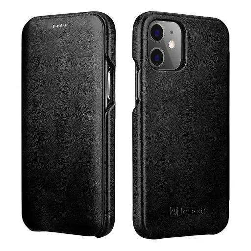 Чохол iCarer Curved Edge Vintage Folio Genuine Leather Cover для iPhone 12 Pro Max Sort