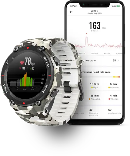 Смарт-годинник Amazfit T-Rex Camo Green захищений водонепроникний - фото 6