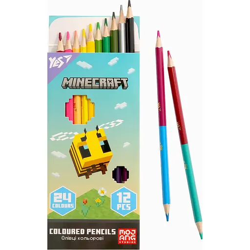 Олівці кольорові Yes Minecraft Spring 12 шт. 24 кольорів (290775) - фото 4