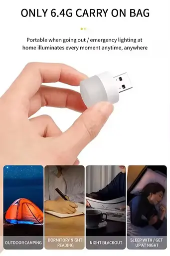 Портативна USB світлодіодна лампа-нічник із білим (6500К) світлом, працює від Power Bank, та ін. ґаджетів 5В - фото 11