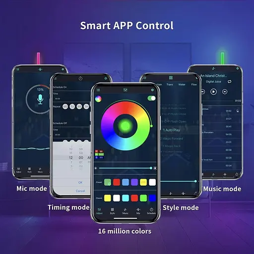 Настінний світильник Lines SAL-013B Bluetooth USB interface with app (6+1 pcs) White - фото 6