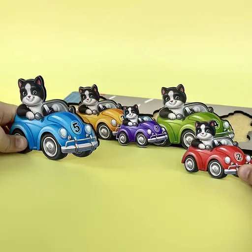 Деревянный детский сортер "Гонщики больше - меньше" Ubumblebees (ПСД298) PSD298 - фото 5