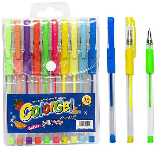 Набір гелевих ручок Bambi 108-6(10) 10 кольорів, неонові - фото 1