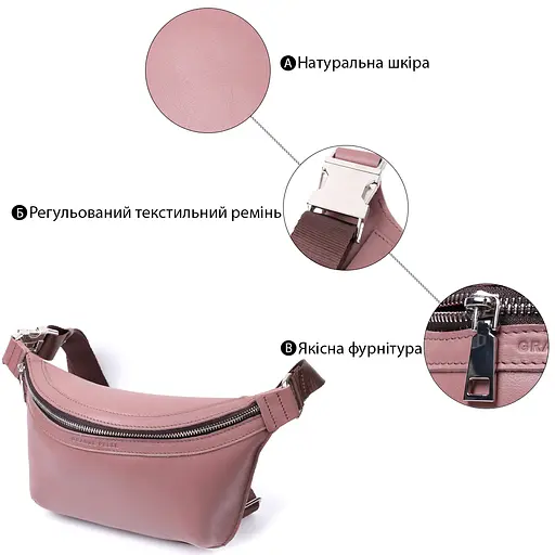 Бананка для женщин Grande Pelle из натуральной кожи 25х15х4.5 см sum0027024 - фото 4