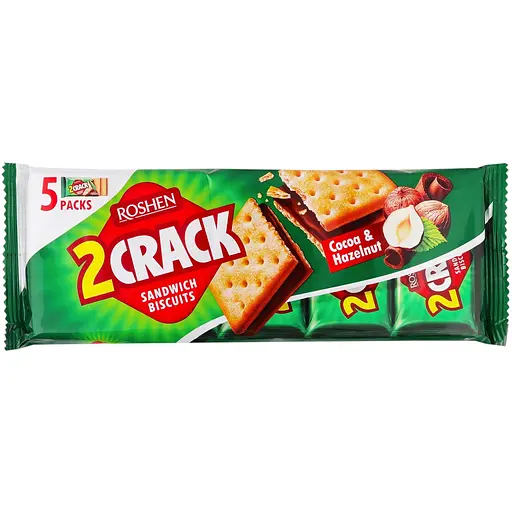 Печенье-сэндвич Roshen 2 Crack с начинкой какао-орех 190 г