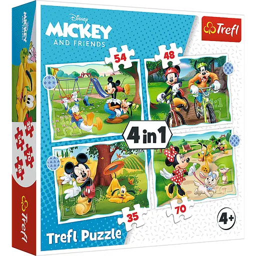 Пазлы 4в1 "Удачный день для Микки. Микки маус" 34604 Trefl, в коробке (5900511346046) - фото 1