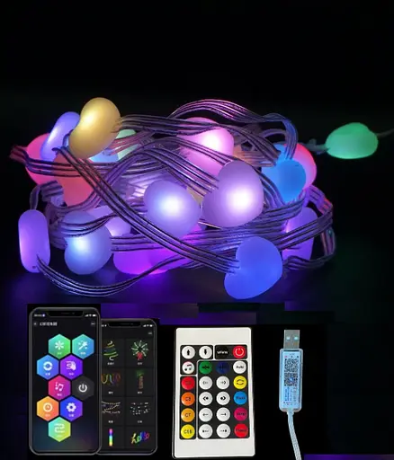 Гирлянда Sun Lamp Умная светодиодная Dream collor 33LED 5метров большие Сердечка MultiRGB USB управление от - фото 2