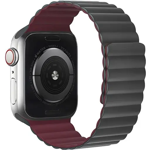 Ремешок силиконовый Hoco iWatch WA07 magnetic 38/40/41 mm grey красный wine - фото 1