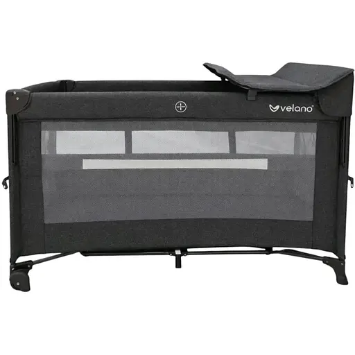 Кровать-манеж детская со вторым ярусом и пеленатором VELANO Tino, dark grey - фото 1