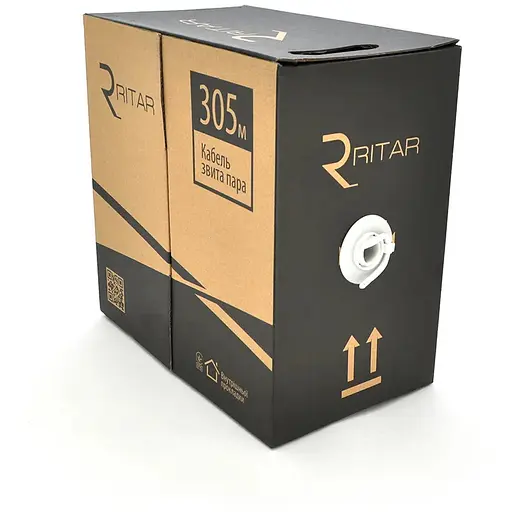 Кабель КВП UTP-cat.6 (4 * 2 * 0.54), Ritar, (CU), для внутр. робіт, 305м, GREY, Corton BOX, Q2