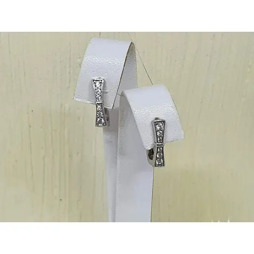 Серебряные серьги Подиум Бантик с фианитами. GE1158 - фото 2