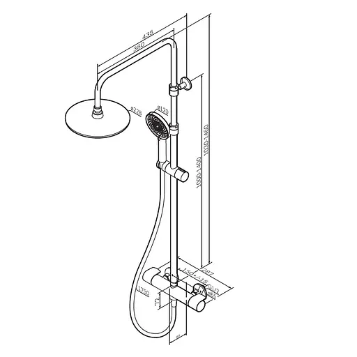 Душова система з термостатом Am.Pm X-Joy верхній душ 220 мм black F0785A422, Чорний матовий - фото 12