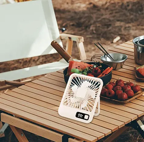 Настольный мини вентилятор аккумуляторный ручной портативный Квадратный Desktop stand fan на аккумуляторе - фото 5
