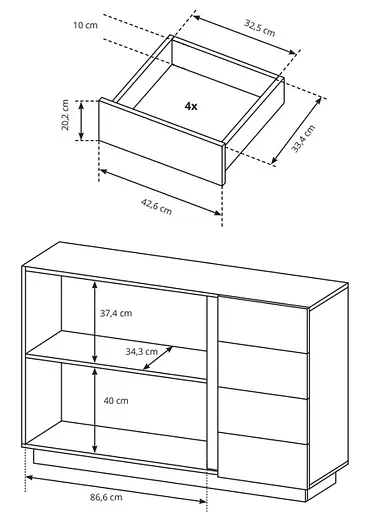 Комод Perfect Home Арко/Arco 2-дверный с 4 ящиками 2D4S/138 Дуб артизан/графит (PFH-091063) - фото 2