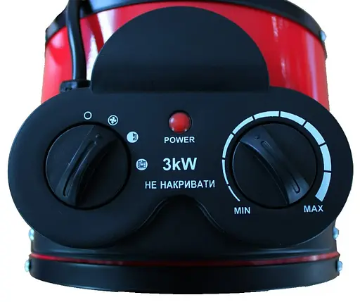 Електрична теплова гармата Vulkan 3,0 кВт, площа обігріву 30 кв.м., червоний, підлоговий (SL-PTC3000R) - фото 3