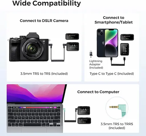 Беспроводной микрофон NearStream AWM20T с шумоподавлением, HD-экран, 200-метровая передача, 7-часов, 7-канальный аккумулятор - фото 2