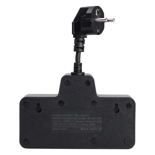 Мережевий фільтр-розгалужувач Yiwu HP-5-18 SNAILS BKL-502 EU на 2 розетки LED 4 USB чорний  - фото 6