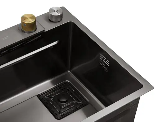 Кухонная мойка Kroner KRP Schwarze - SET7545HM PVD (3.0/0.8 мм) (CV033382) - фото 9