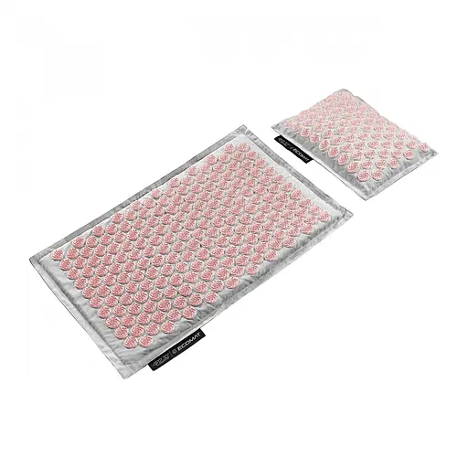 Коврик акупунктурный 4FIZJO Eco Mat Аппликатор Кузнецова с подушкой 68 x 42 см Grey/Pink 4FJ0228 (P-5907739312174) - фото 1