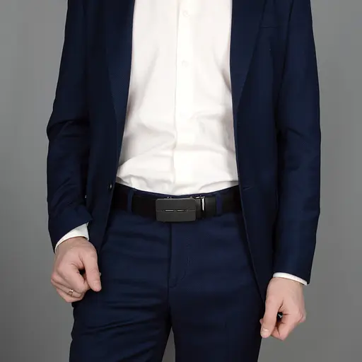 Ремень кожаный мужской черный на автомате SF-3416 (130 см) - фото 2