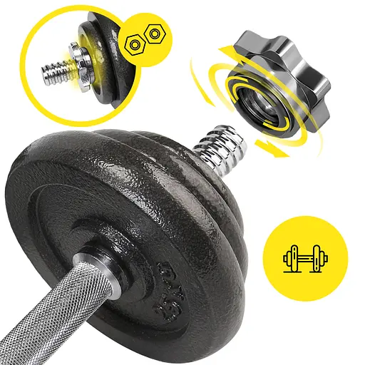 Гантелі металеві Cornix 2 x 10 кг набірні, в кейсі Black XR-0441 - фото 8