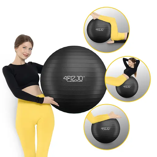 М'яч для фітнесу (фітбол) 4FIZJO 75 см Anti-Burst Black (P-5907739316370) - фото 5