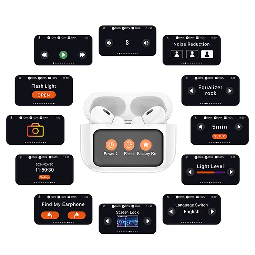 Наушники BOROFONE BW76 Brocade true wireless ANC шумоподавление сенсорный экран BT гарнитура Champagne White - фото 7