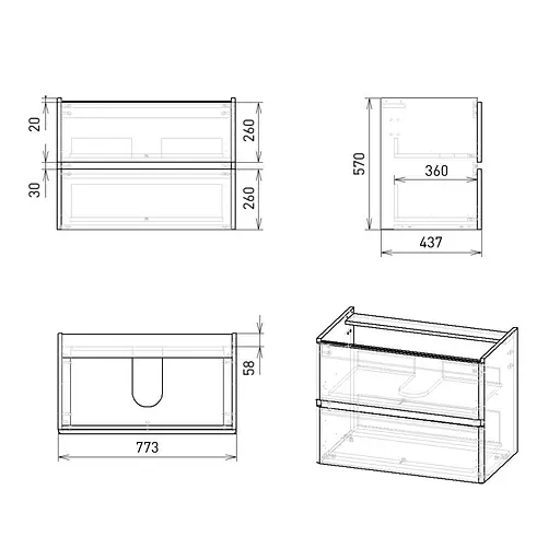Тумба з умивальником Volle Oliva 80 см 15-45-81 Білий - фото 3