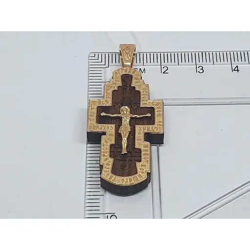Золотий хрестик Золотий Вік з деревом. Розп'яття Христа. 32080/01/0 - фото 4