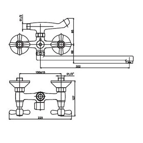 Смеситель для ванны Haiba DOMINOX 140 HB0064 - фото 2