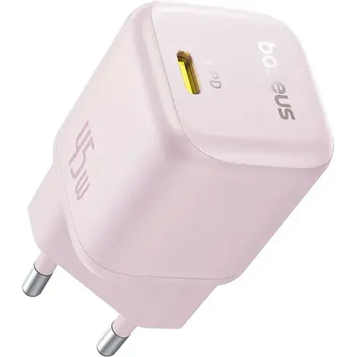 Сетевое зарядное устройство для Baseus PicoGo GaN Fast Charger 1C 45W EU Babypink - фото 1