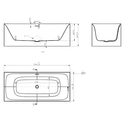 Ванна акриловая отдельностоящая 170x75 Volle 12-22-858 - фото 2