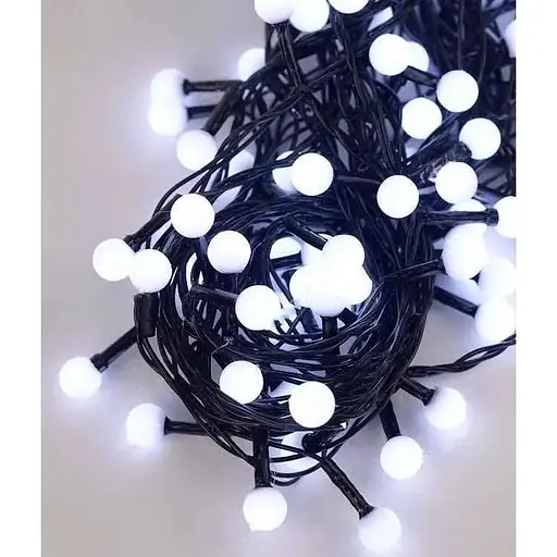 Гирлянда Шарики Brille 1312-03 новогодняя 100LED 10 мм 6 м черный провод белый